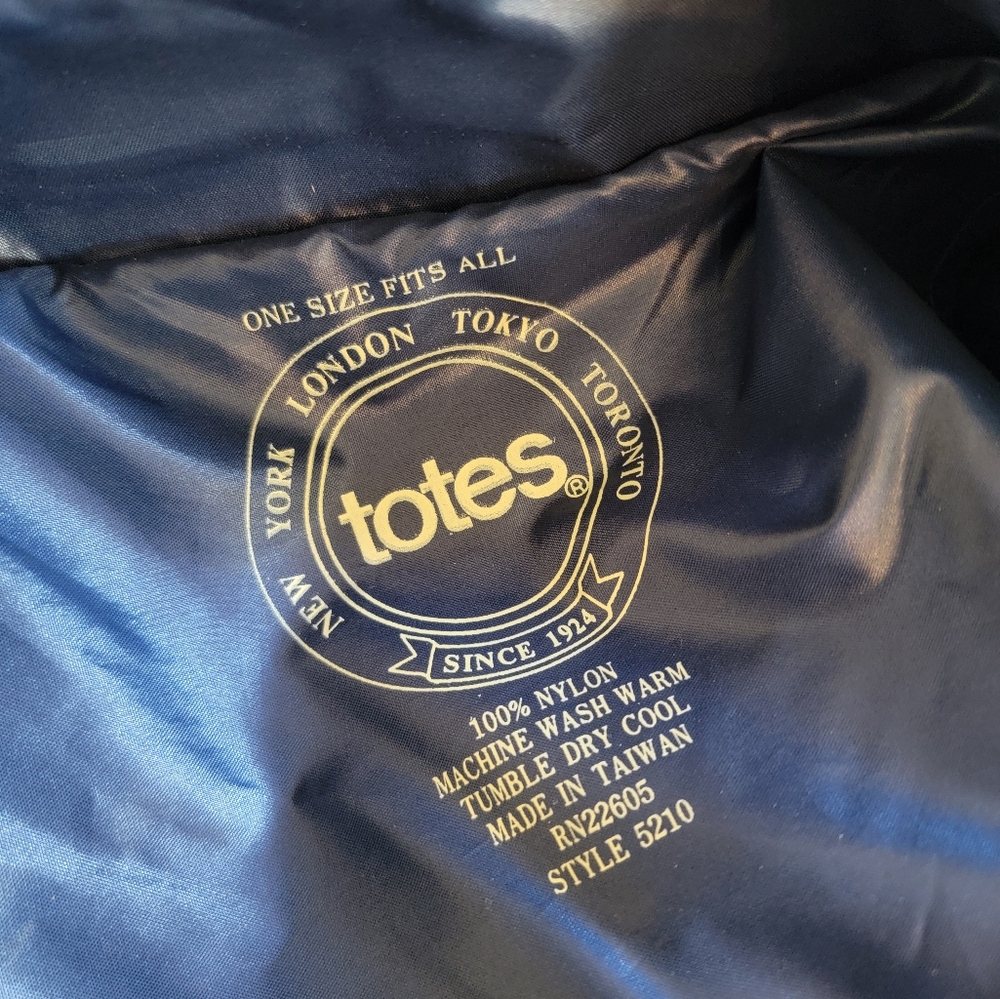 Totes Shiny Blue Women's Trench Rain Coat Jacket Navy OSFM - Picture 8 of 8